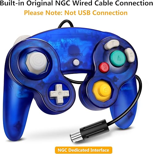 Miniatura 2 de FIOTOK Gamecube - Controlador clásico con cable para Wii Nintendo Gamecube (morado claro y verde transparente, paquete de 2)