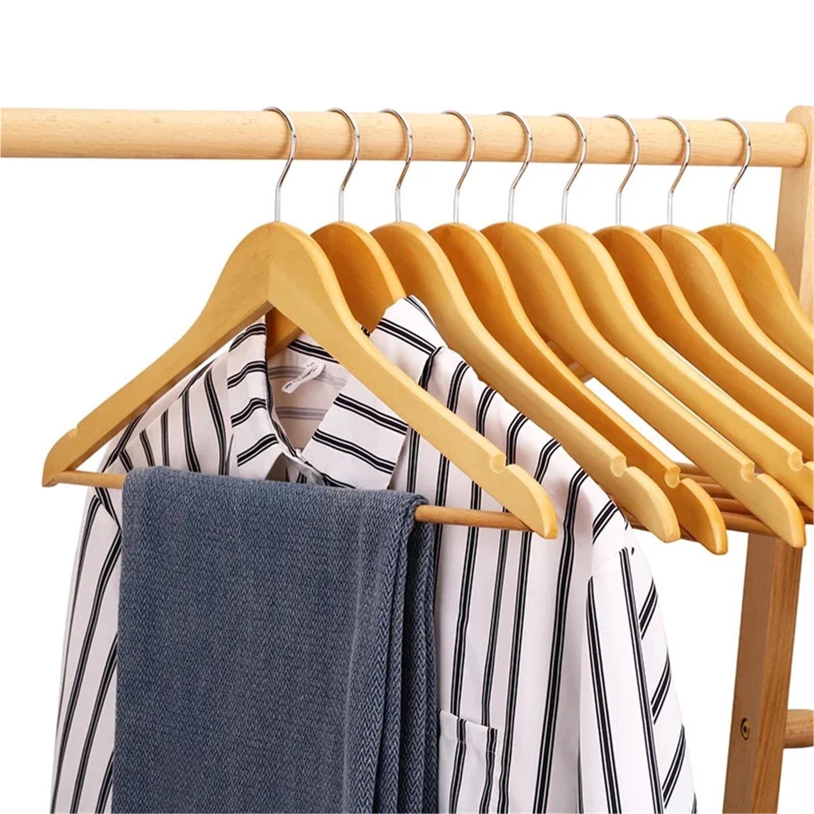 Perchas Ropa Perchas De Madera For Abrigos, Chaquetas, Trajes, Ganchos Giratorios Alta Resistencia(Black(10Pcs) B2)
