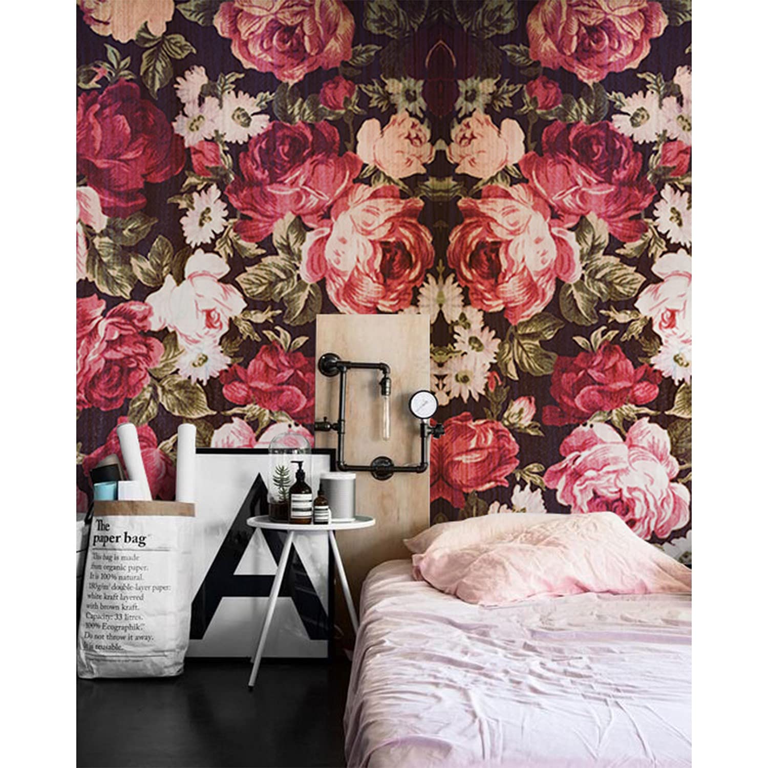 Décoration Murale Haut de Gamme Papier Peint Latex Roses Résumé 104x70cm Coloray