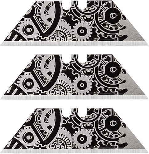 Miniatura 10 de NDZ Performance Reemplazo de hoja de acero para cuchillos utilitarios y cortadores de caja, diseños personalizados grabados con láser de doble cara,