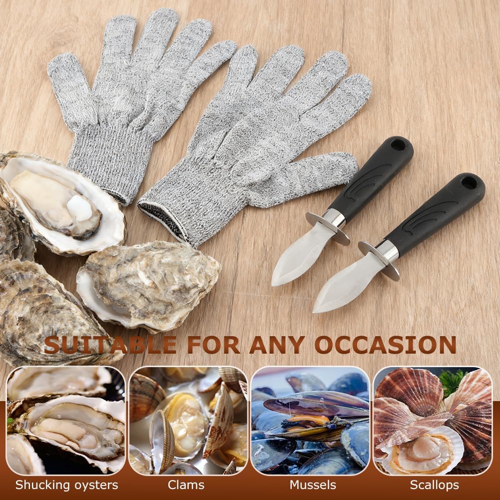 Oyster Shucking Knife Set, Shellfish Opener with Cut Resistant Gloves image 3