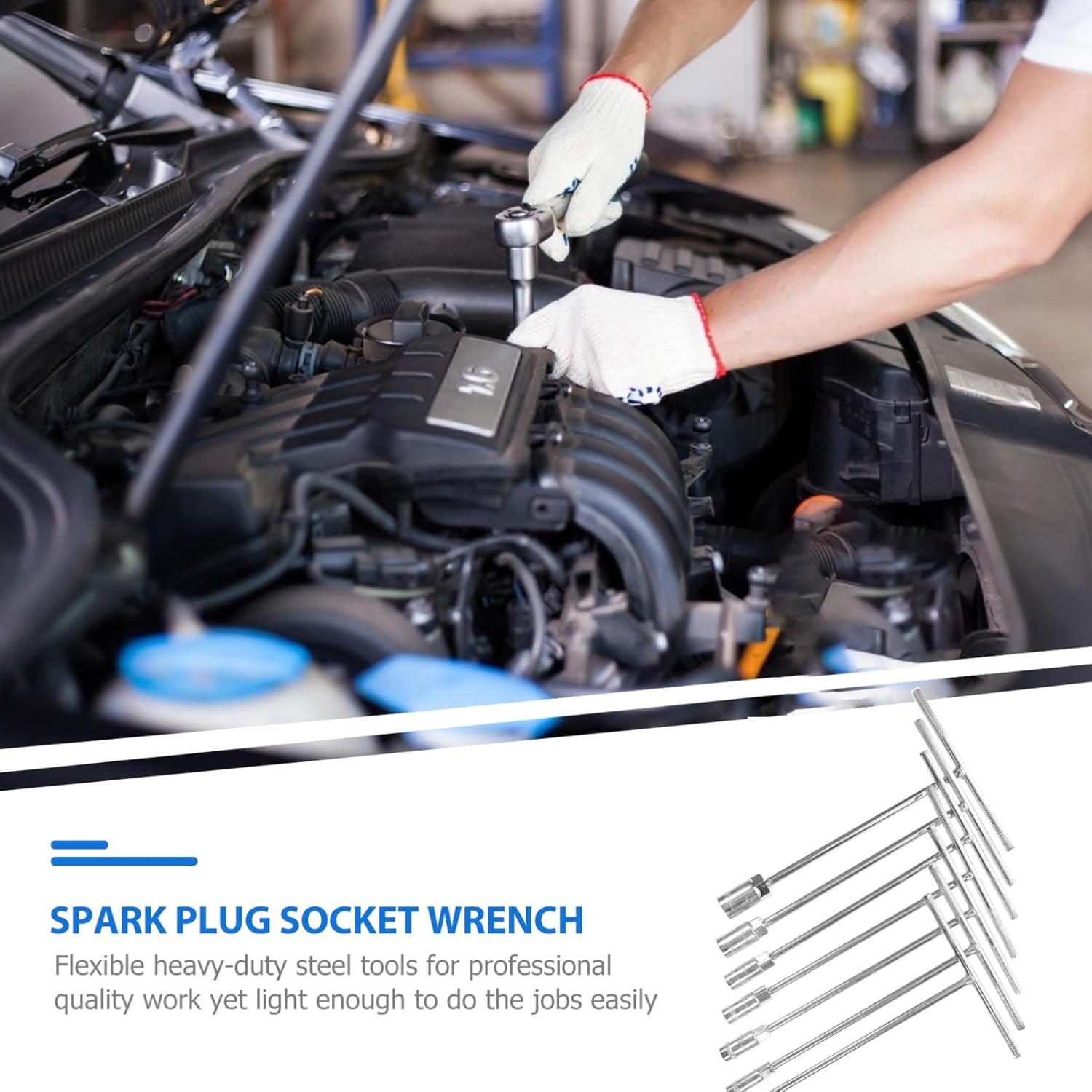 Mikikit 7pcs Handle Socket Set -vanadium Wrench and Socket Combination for Professional Repair Includes Versatile Hand Tool