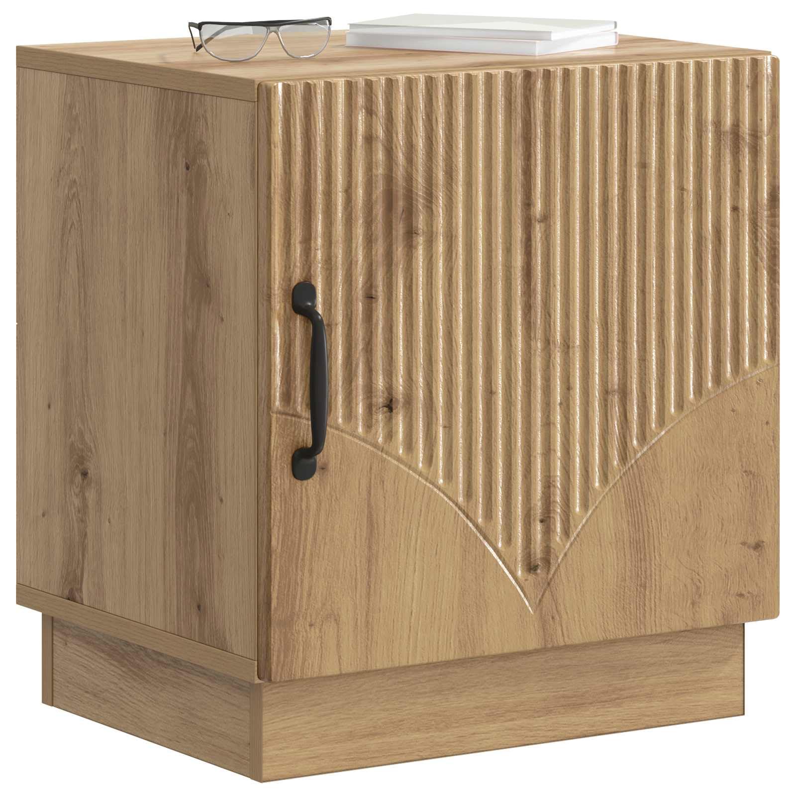 Table d'appoint fine bois et métal pour chambre à coucher