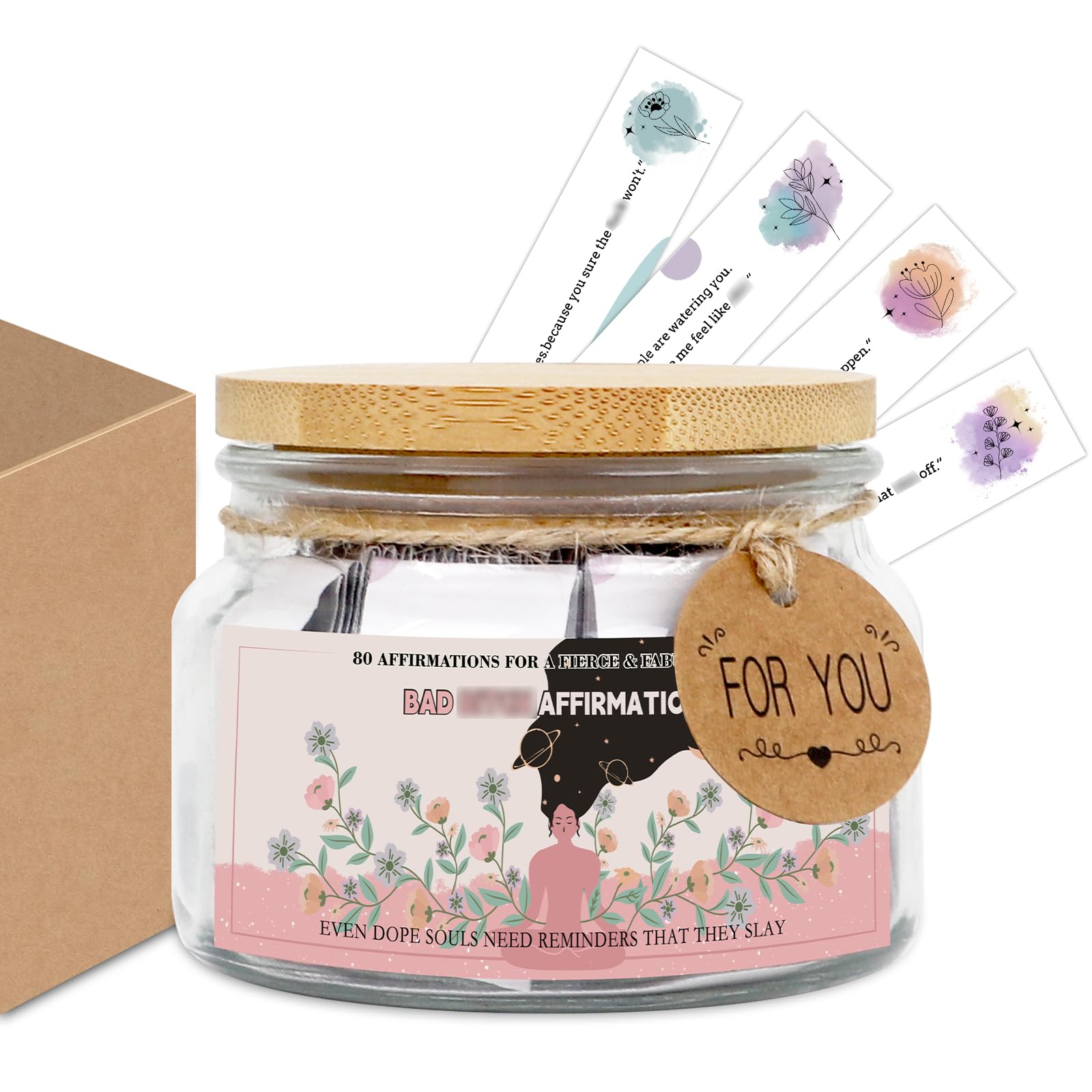 AINBIN 80 Mother's Day Cards Jar, Daily Motivational Affirmation Cards Inspirational Positive Words for Women, Self Care Anxiety Relief Gifts for Mother's Day,Best Friends