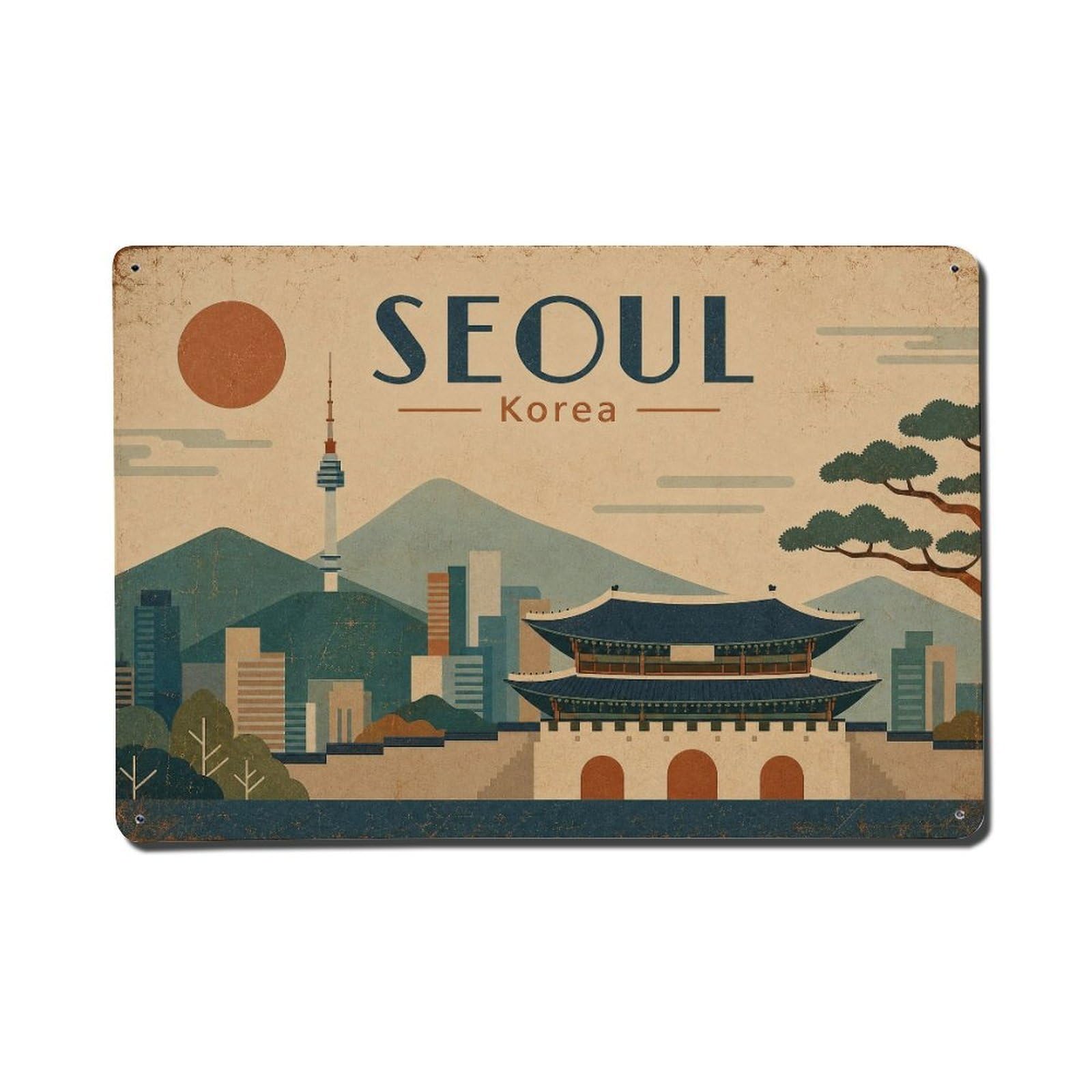 Seoul Korea Garden Palace Landmark City Heritage Travel Metal Tin Sign