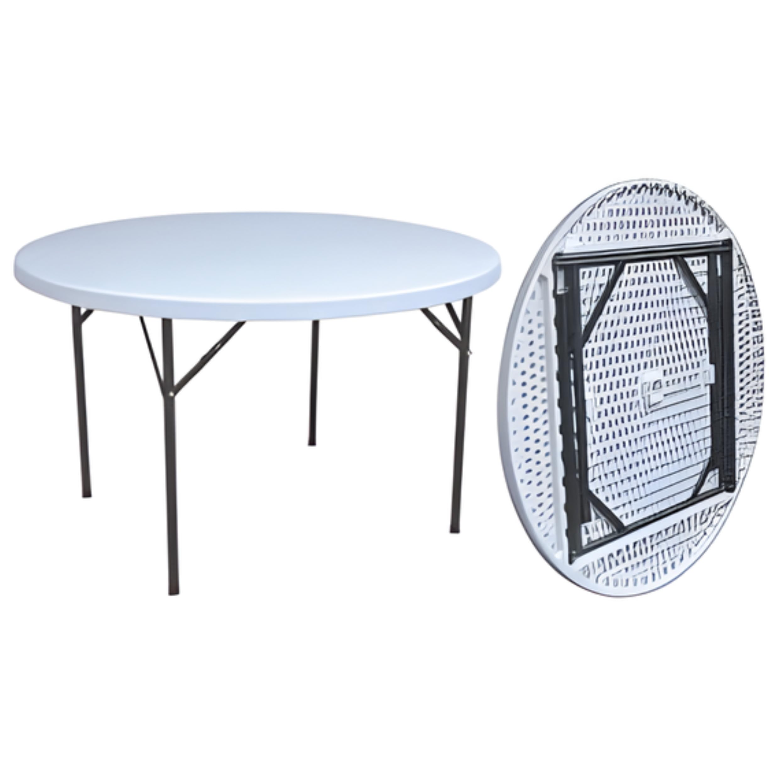 Tavolo Catering Rotondo Struttura in Acciaio e Piano in HDPE ø180x74hcm Ideale per Ambienti Esterni,Interni,Giardino,Bar,Ristorante,Terrazzo,Balcone