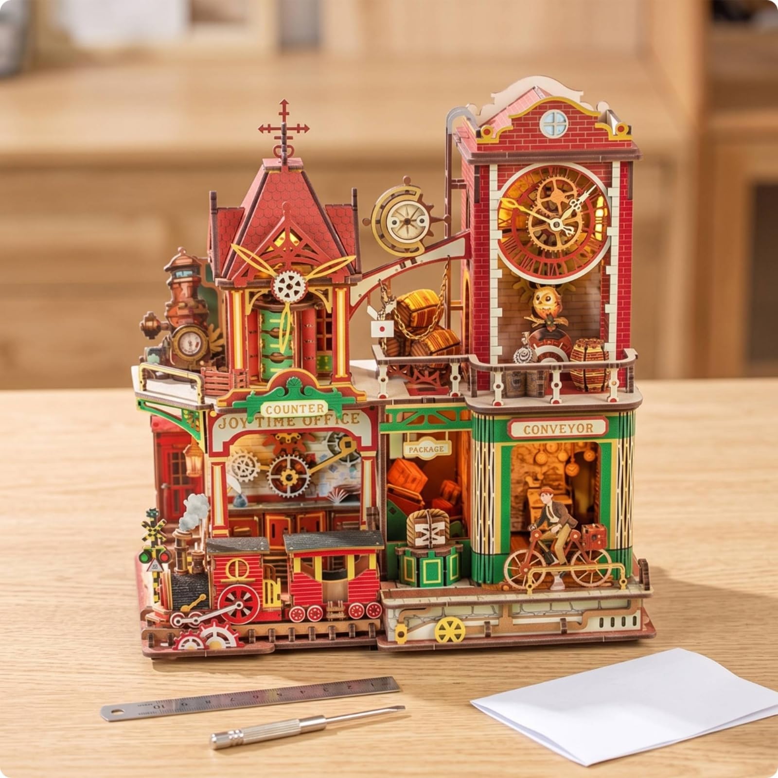 Modellino di Ufficio Postale Creativo Miniatura Fai da Te Decorativo Modellismo per Collezionisti, Libreria, Scrivania, Ufficio Postale Joy Time MX-005 Con Istruzioni In Cinese