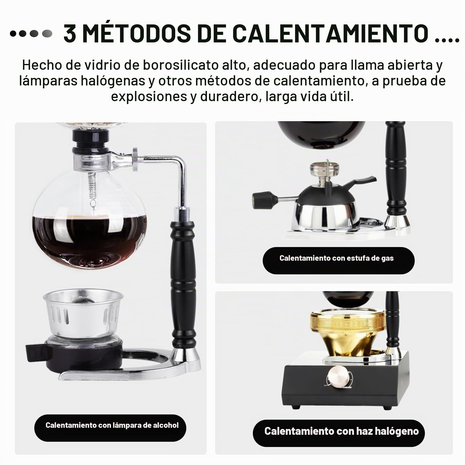 YUCHENGTECH Cafetera de Sifón,vidrio，3 tazas (360 ml)