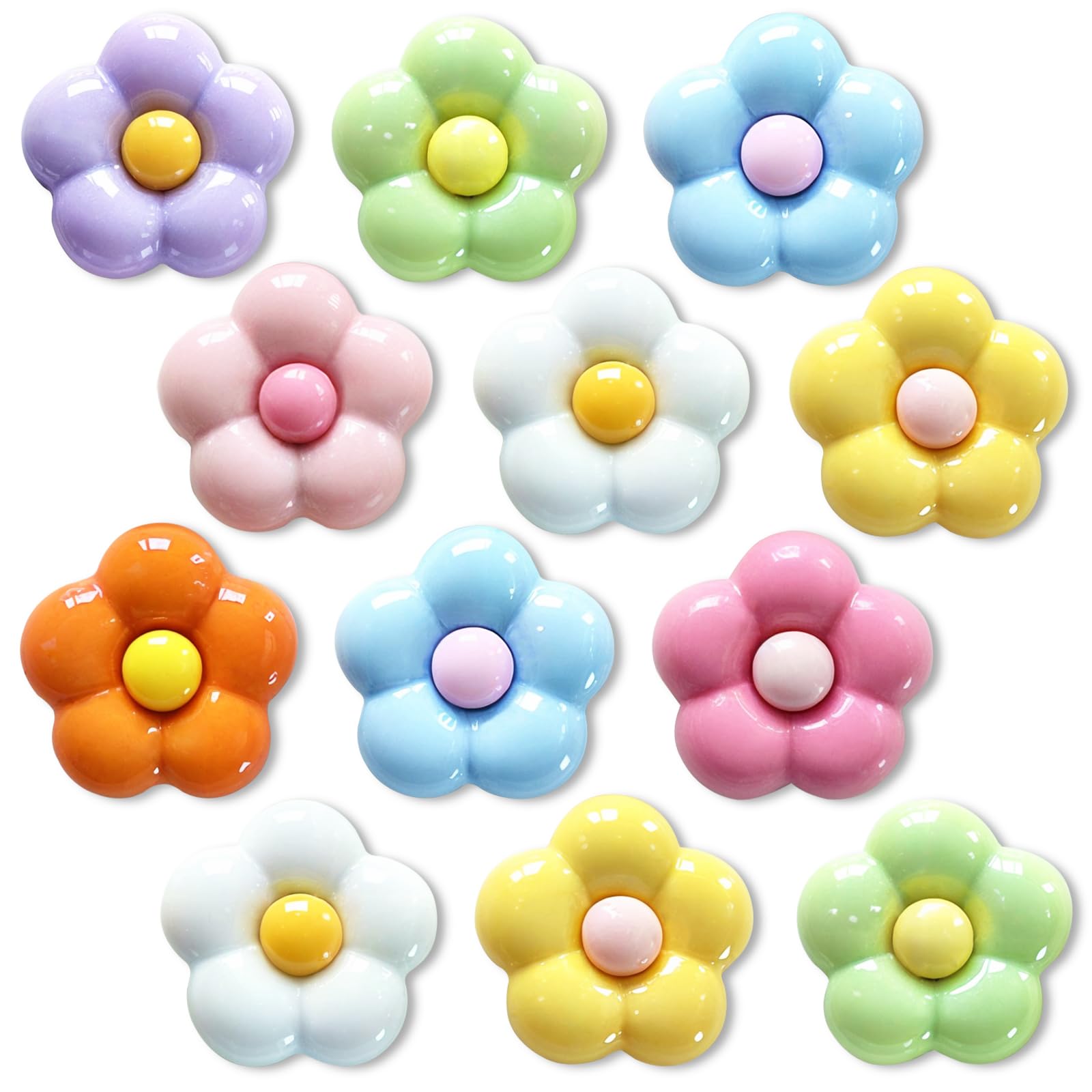 Qualsen Flower Magnets for Locker – 12 PCS Colorful Flower Design Fridge Magnets, Cute Locker Decorations for Girls, Small Strong Magnet for