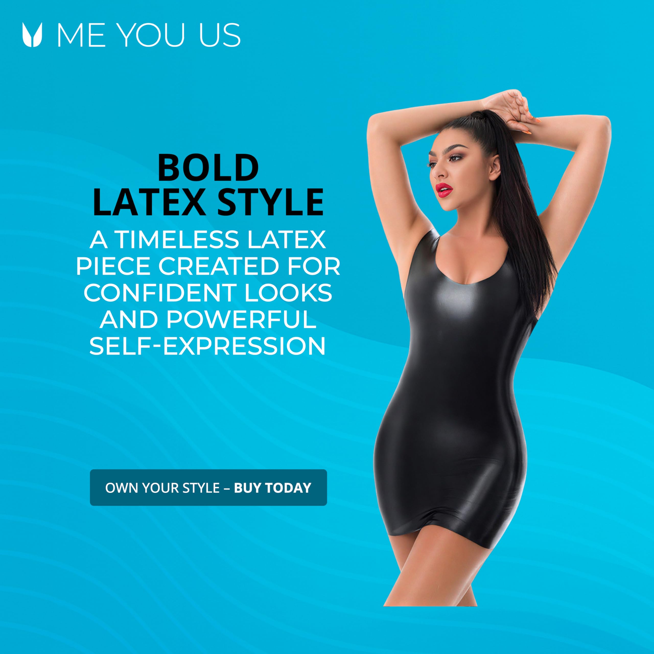 ME YOU US - Mini-robe en latex - Vêtements fétiches, noir
