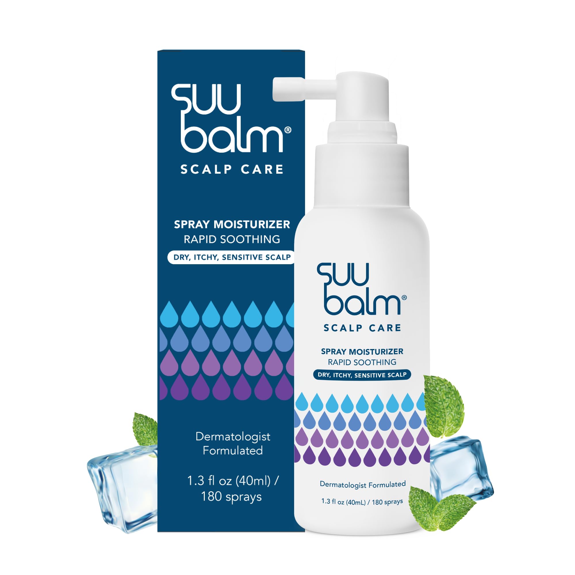 Suu Balm Scalp Care, Rapid Soothing Scalp Relief Spray Moisturiser Treatment, Itchy Scalp Treatments, Spray for Itchy Dry Scalp, Leave In Treatment for Itchy, Sensitive skin, Derm-Formulated (40ml)