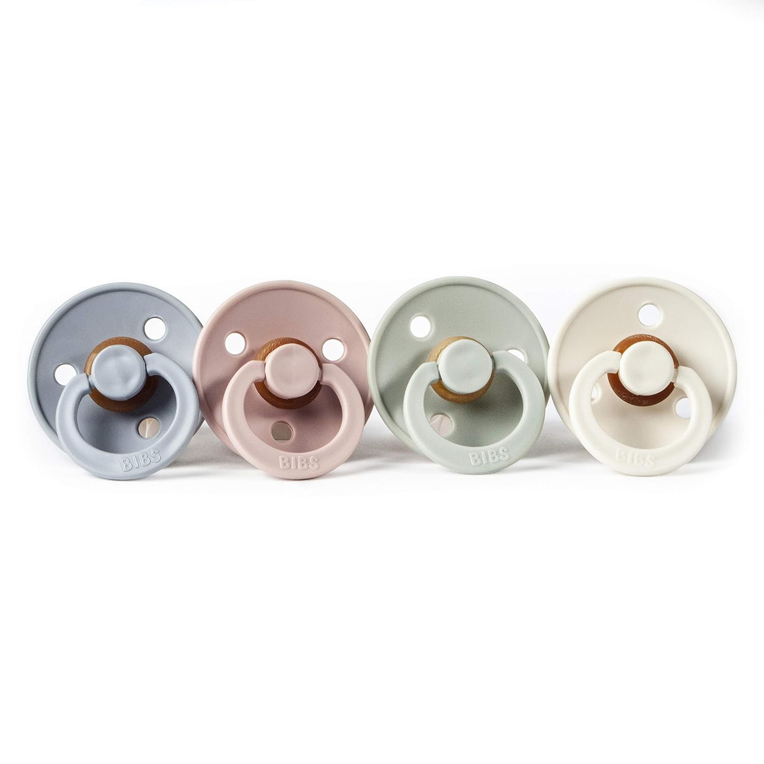 Bibs BPA-Free Natural Rubber Baby Pacifier | Made in Denmark (Cloud/Blush/Sage/Ivory, 0-6 Months) 4-Pack