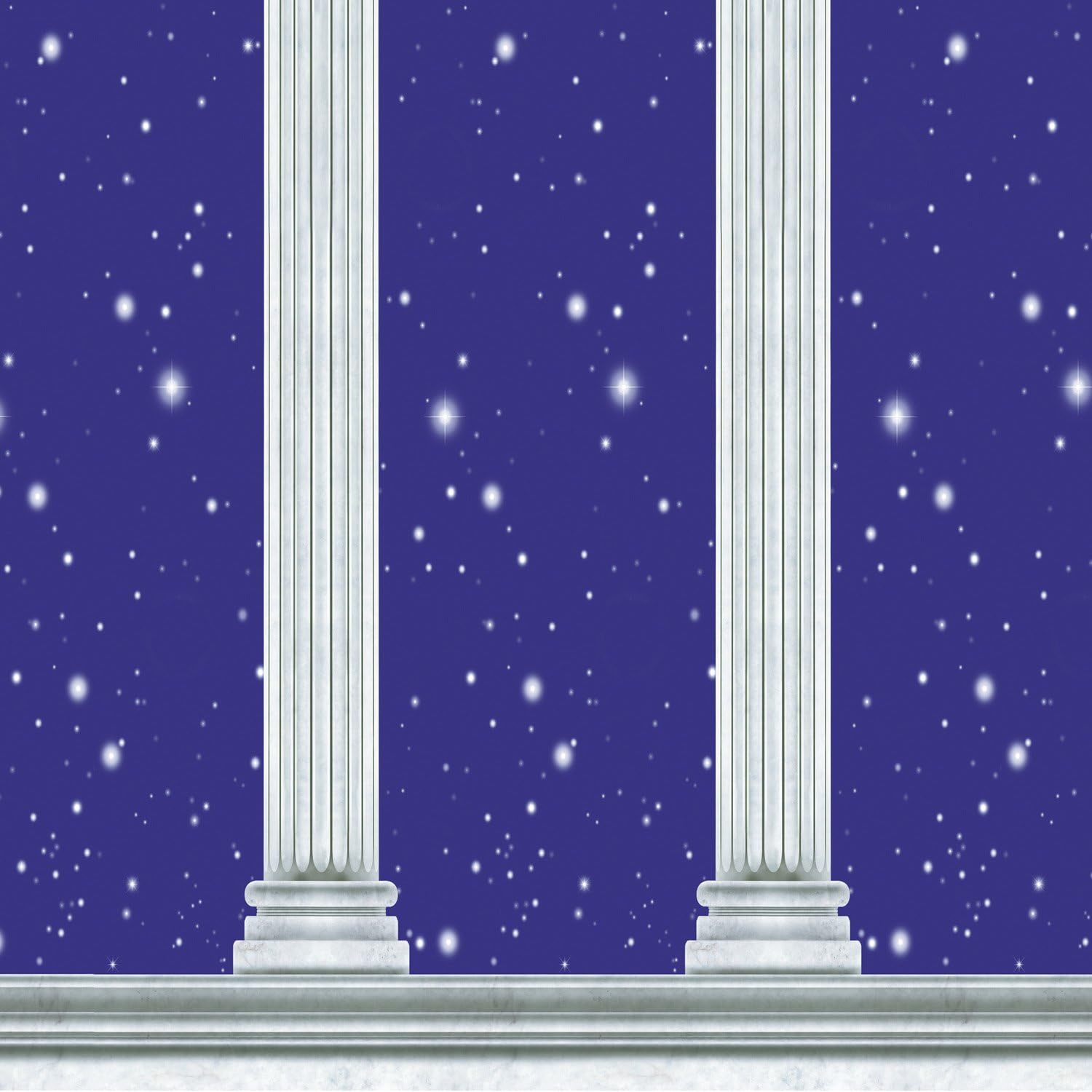 Beistle Italian Party Decorations, Printed Plastic Columns with Night Starry Sky Backdrop 4 Feet x 30 Feet, Pack 6