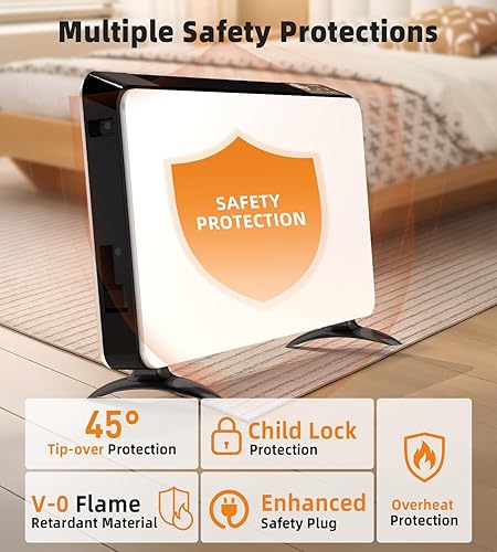 Miniatura 6 de Calentadores de espacio de convección para uso en interiores, habitación grande, calentador infrarrojo de 1500 W con control remoto, temporizador de