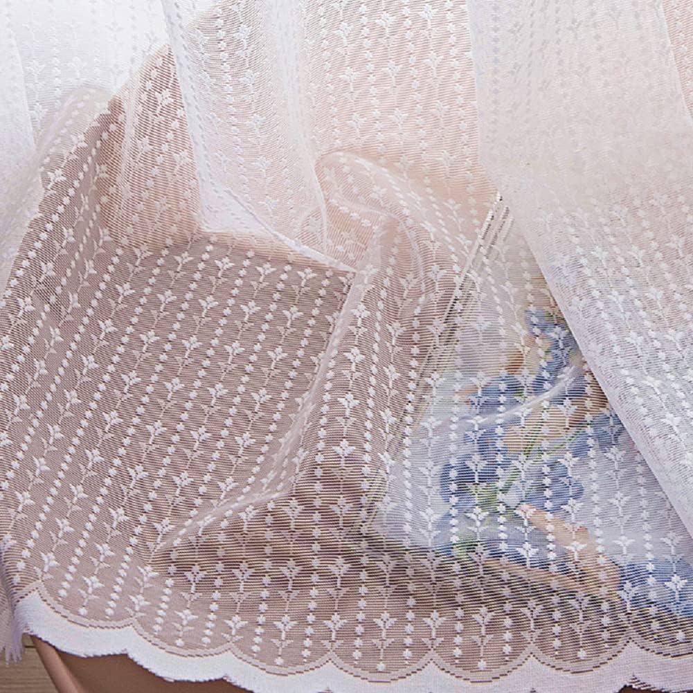 White Weaving Lace Small Plane Elegant Sheer Curtains Window Treatments Living Room Bedroom Balcony(1 Panel, W 100 x L 102 inch, White)