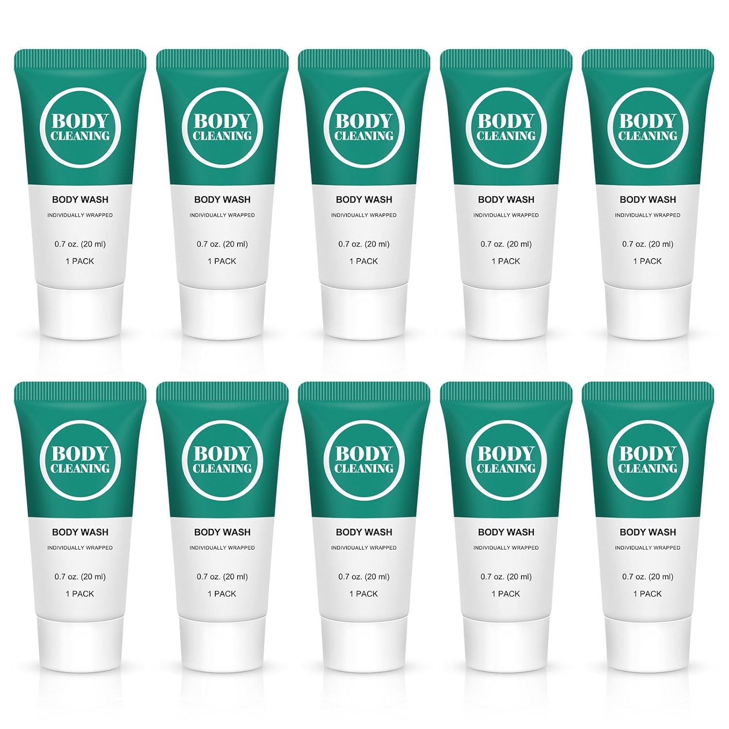 Travel Size Body Wash, Mini Shower Gel Set, 20 ml Individually Wrapped Bulk Trial Sample Small Single Use Toiletries Amenities Kit for Men & Women for Hotel/Camping/Homeless 0.7 Fl Oz (Pack of 100)