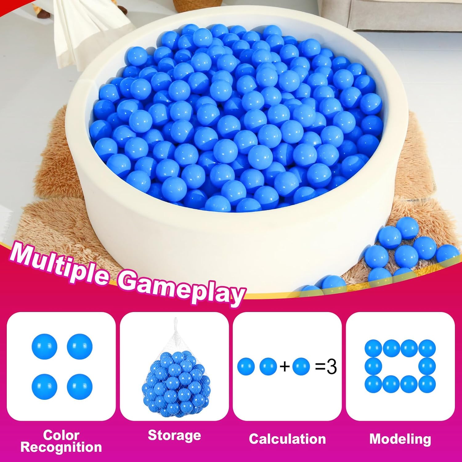 Realhaha Larger Plastic Balls for Ball Pit, Play Pin Balls for Toddlers Kid Ball Pits & Accessories for Bounce House,2.76 inches,50 100 pcs
