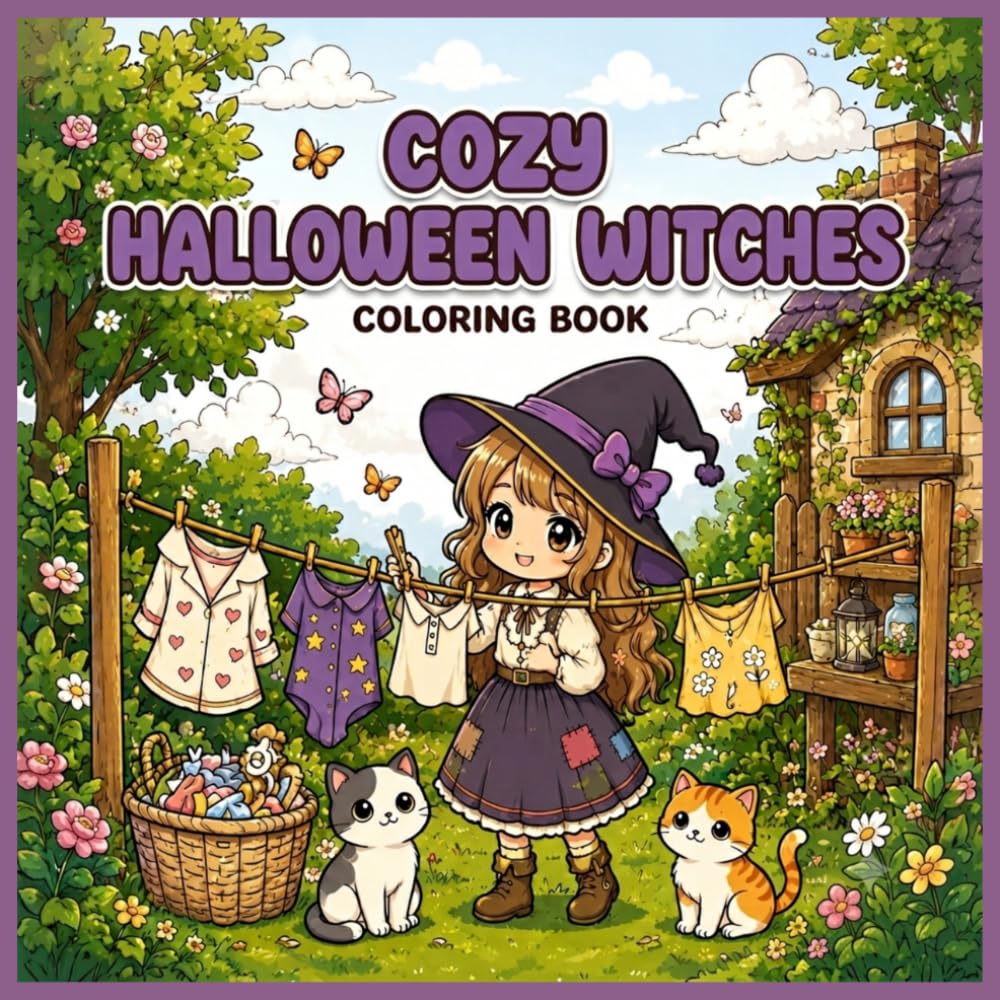 Cozy Halloween Witches: A Cute Coloring Adventure for All Ages (Cute Halloween Coloring Series)