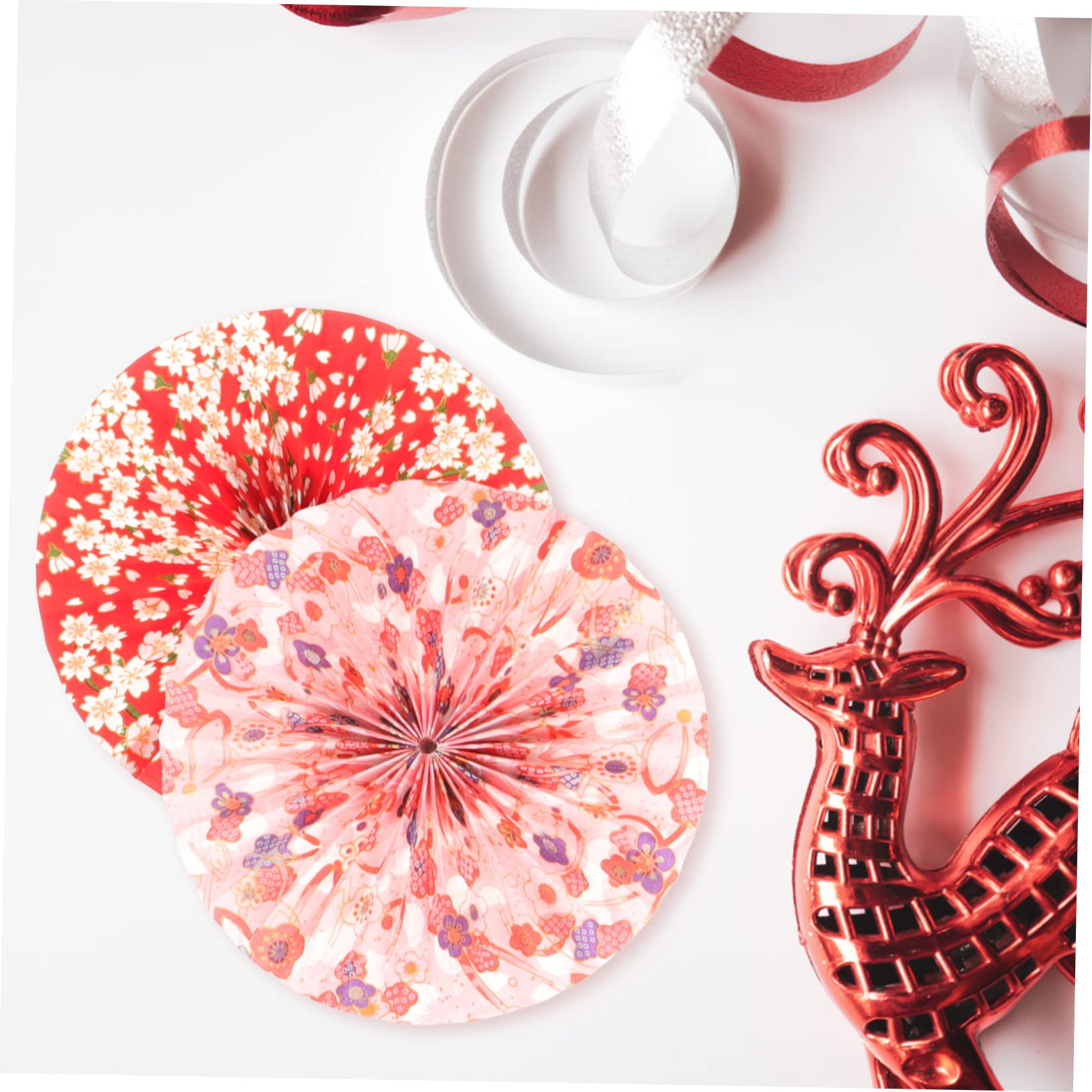 TOPBATHY 30 STK Fächerblume aus japanischem Papier Rotes rotes Partyzubehör Klebeband doppelseitig Double Sided Tape Dekoration Hochzeitsdeko Hochzeitspapier-Fans Papierfans basteln