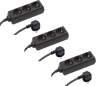 Meister Steckdosenleiste 3-Fach - 3er Set - 1,4 m Kabel - schwarz - Kunststoffleitung - IP20 Innenbereich, Steckerleiste, Mehrfachsteckdose, Tischsteckdose, Tido 3-Fach, 7430790