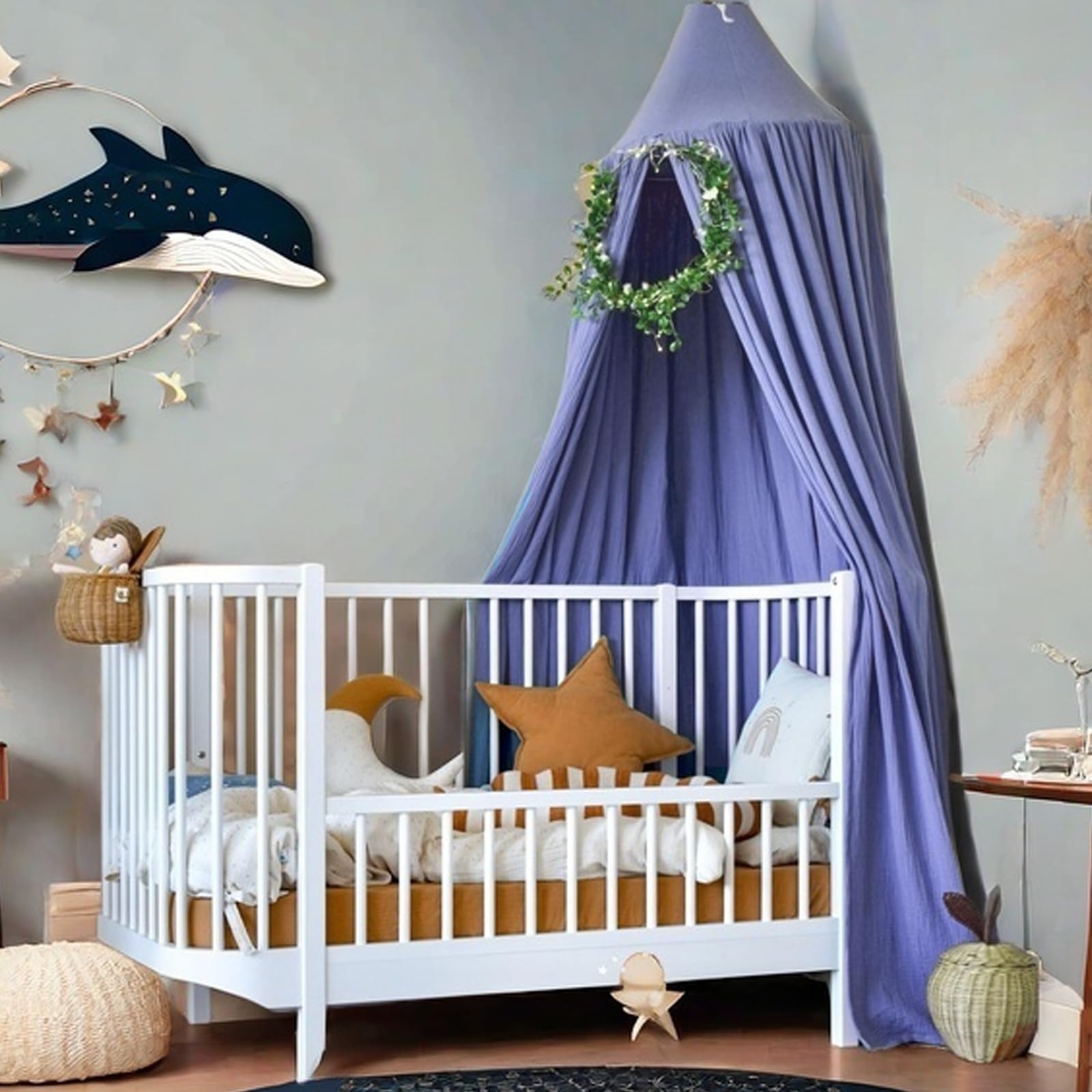 Ginkago Baldacchino per Letto Bambina Tenda a Baldacchino Baldacchino Zanzariera per Bambini Camera da Letto Decorazione (Blu royal)