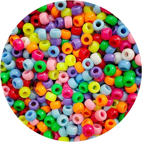 Más de 2000 cuentas de poni a granel de 0.236 x 0.354 in, juego de cuentas de plástico multicolor para manualidades, cuentas de pelo a granel, 10