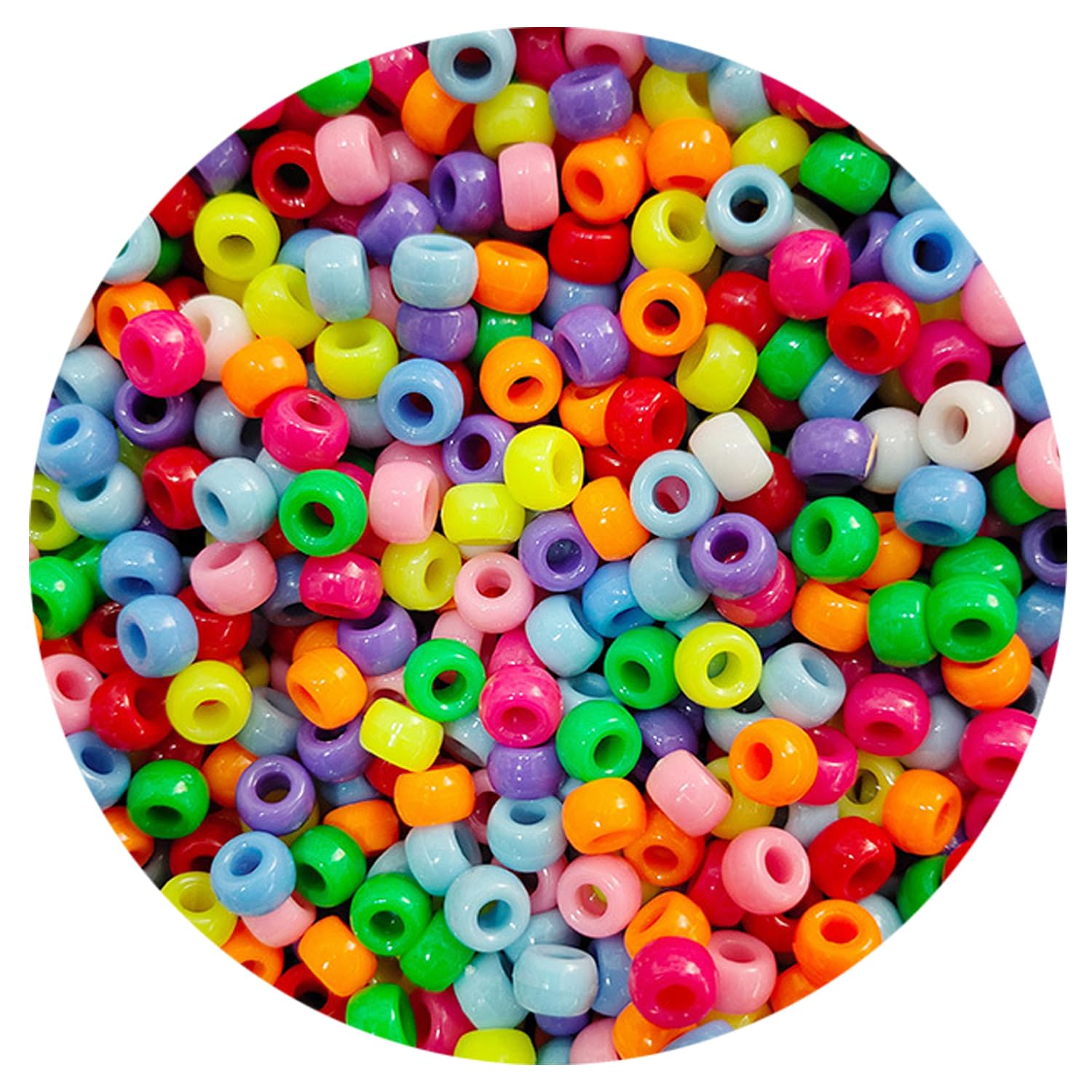 2000+ Pony Bead Bulk 6x9mm Multi-Colored Plastic Craft Beads Set, Bulk Hair Beads 10 Assorted Colors for DIY Crafting Jewelry Making Bracelets