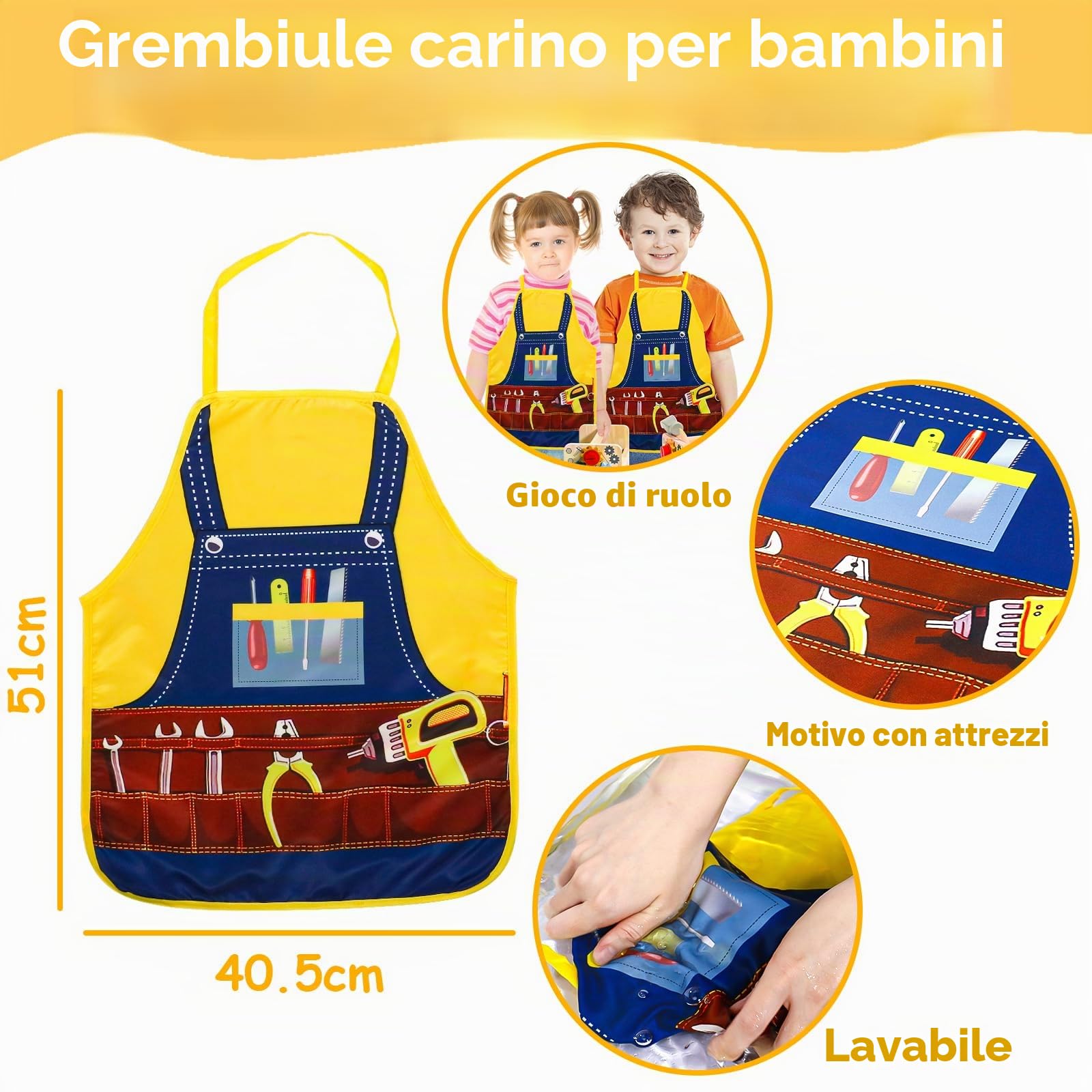 Cassetta Attrezzi Bambini, Banco da Lavoro per Bambino, Giochi Legno Costruzioni per Bambini con Grembiule, Giochi Bambina Bimbo Educativi Regalo Bimbo 2 3 4 Anni, 39 Pezzi Attrezzi Giocattolo Bambino