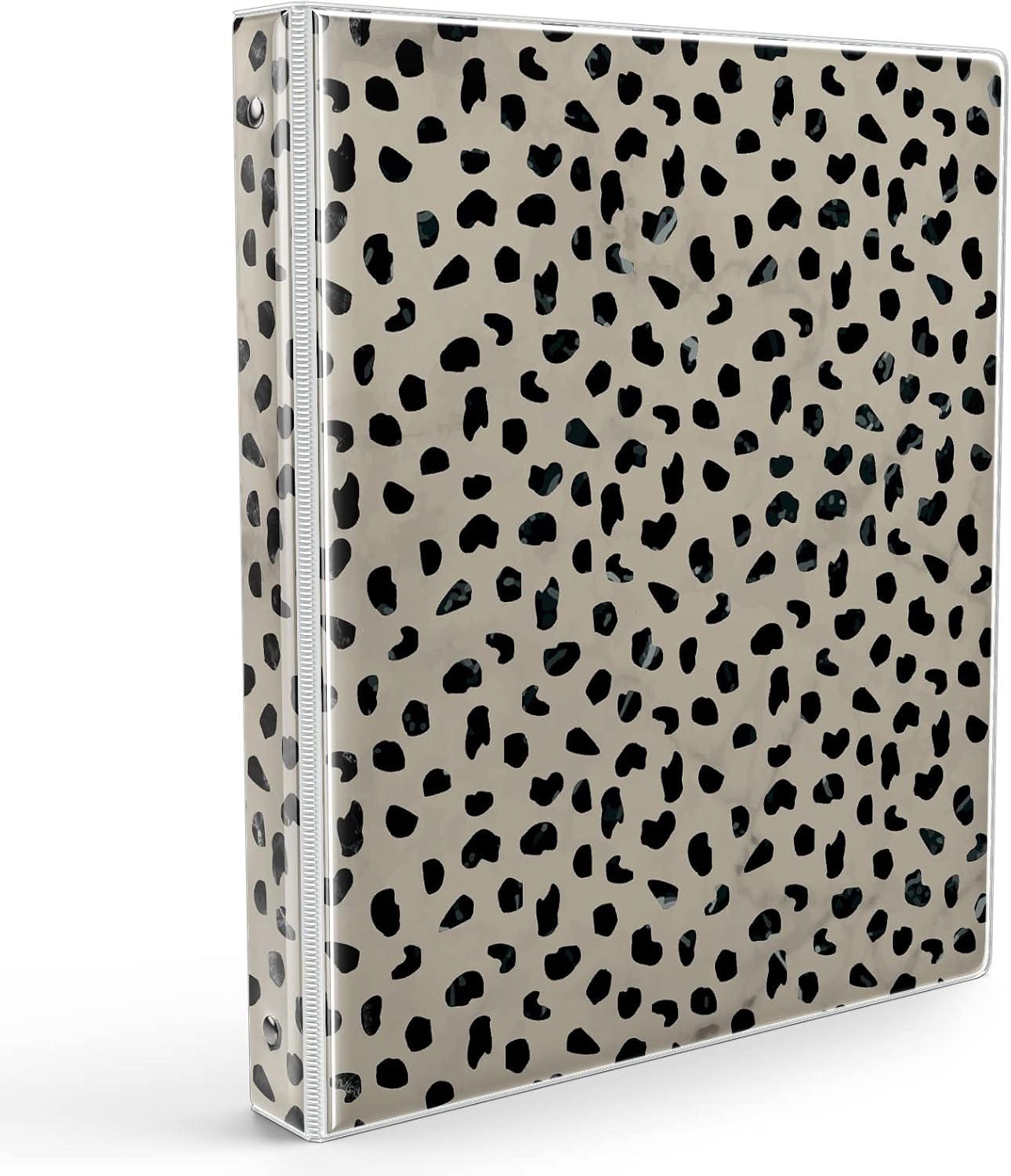 Cute Leopard 3 Ring Binder Designed Fashion Custom Pattern Cover, with Clear Interior Pockets, 1 Inch Round 3 Ring Binder Organizer - Cheetah Spots