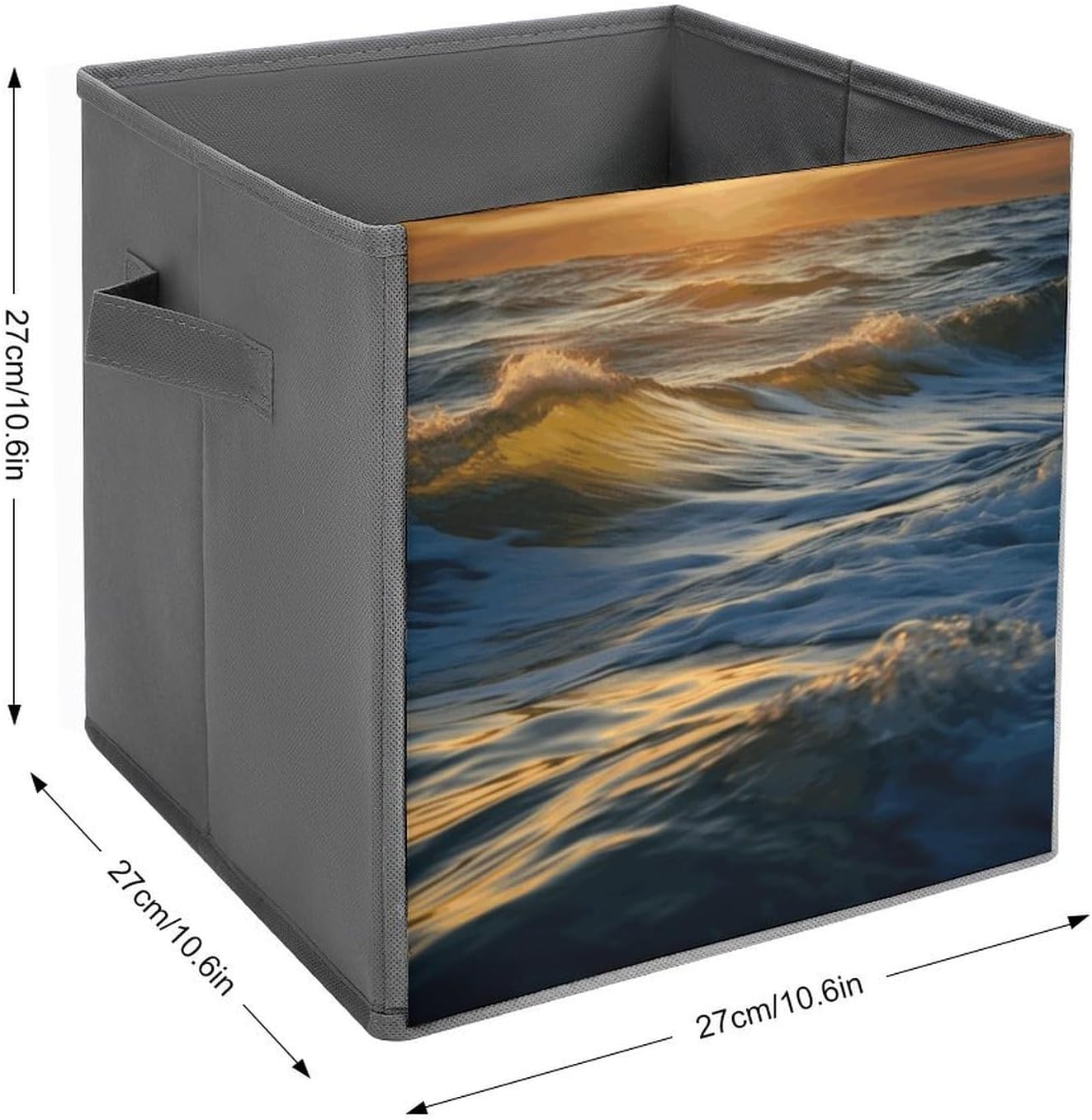 Folding Storage Bins Oxford Fabric Clothes Storage Boxes with Handles | Dawn Waves Cube Organizer, Easy to Store, Multi Functional Cube Storage Organizer for Office Bedroom