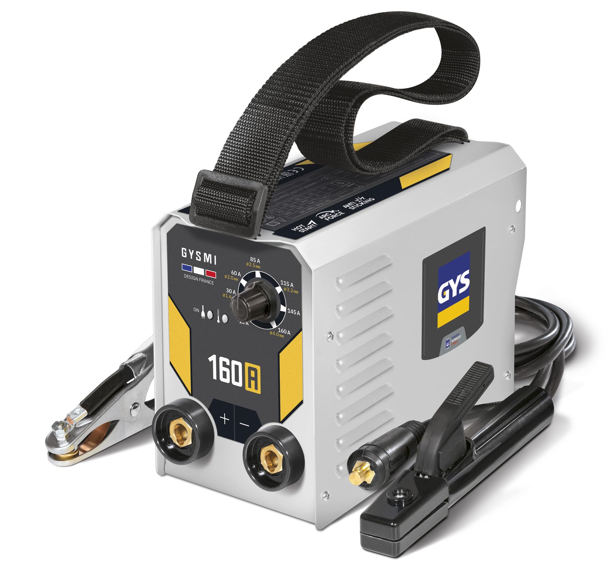 GYS, GYSMI 160A, Poste à Souder à l'Électrode Enrobée 160A Monophasé 230V (MMA), Arc Force, Antisticking, Hot Start, Avec Valise, Porte-électrode, Câble de Masse