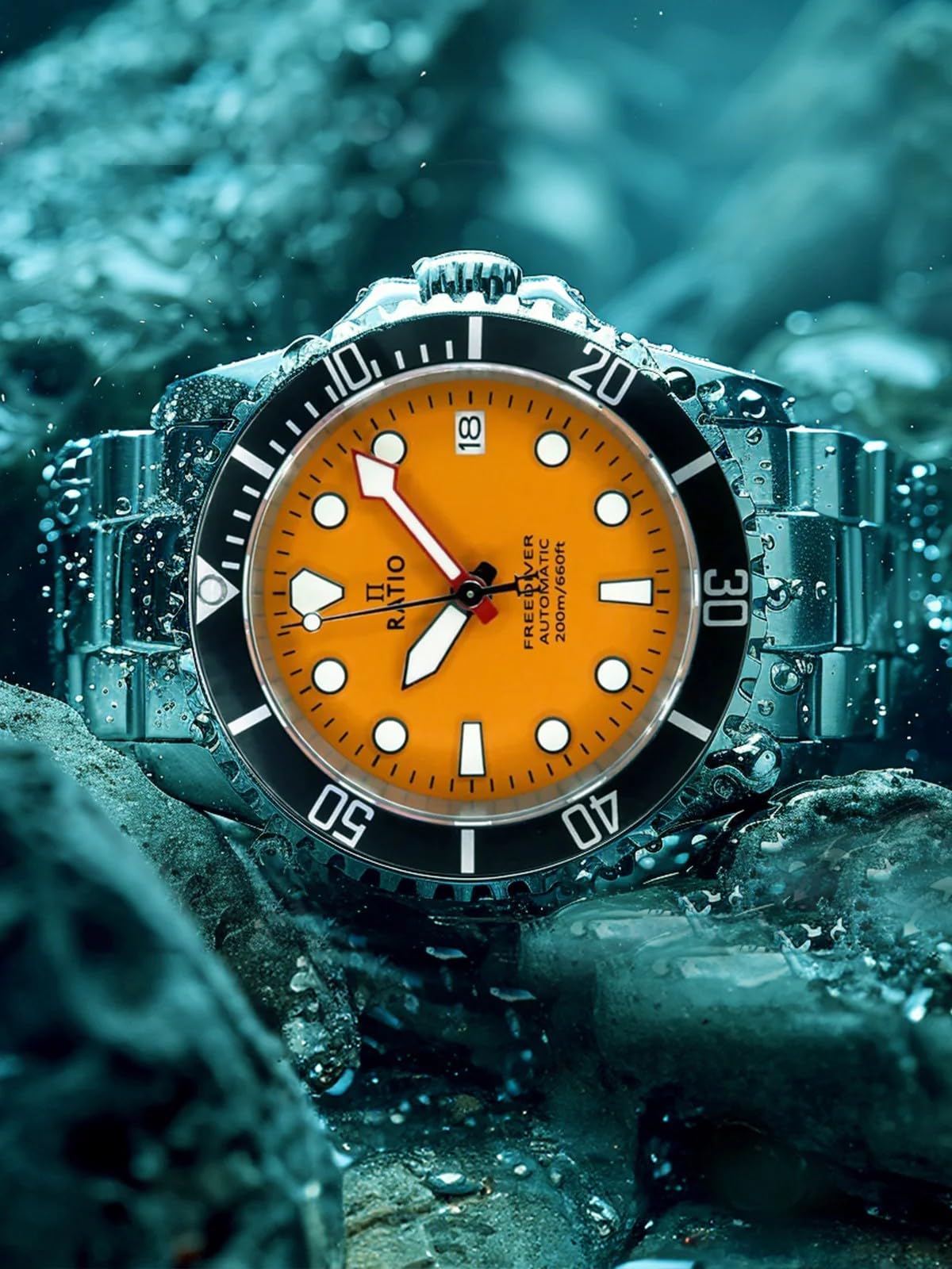 Ratio FreeDiver - Reloj de Buceo automático japonés de Cristal de Zafiro, Resistente al Agua hasta 200 m, para Hombre