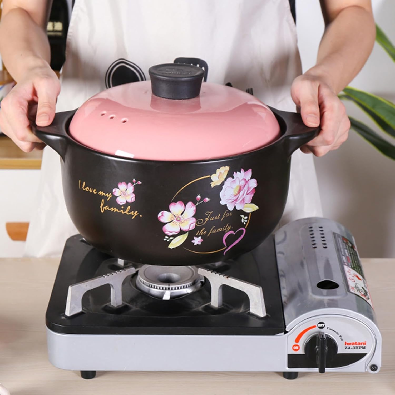 Olla Grande De Barro con Tapa: Olla Versátil De Cerámica para Sopas, Guisos, Arroz Y Carne Cenas con Invitados Y Comidas Familiares. One Color 2.5L/2.3Quarts