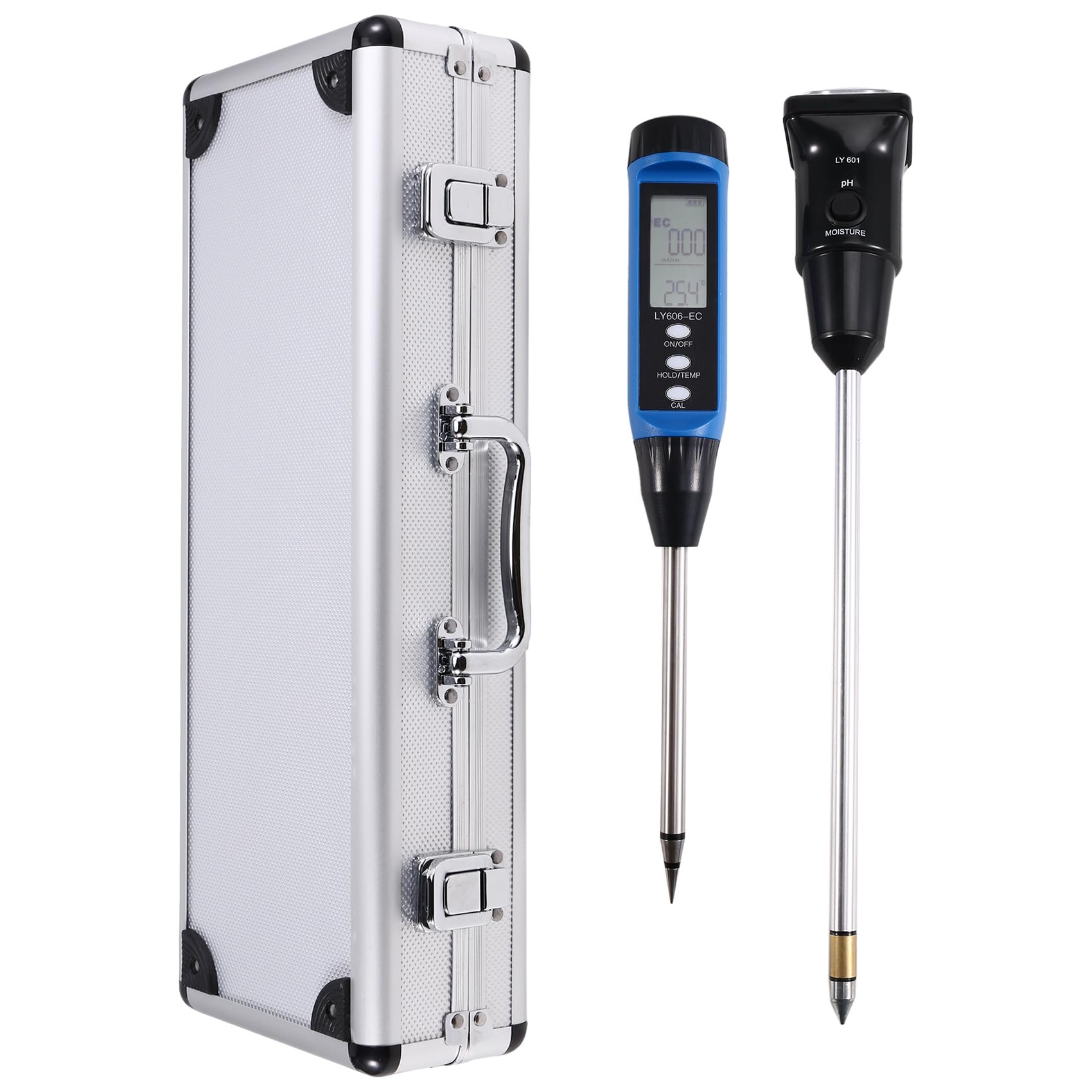 Vjsujehgy Light Professional Soil Nutrient Meter Ec Value Conductivity Tester Quick-Acting Nitrogen Analyzer Ground Temperature Detector Fertility Tester Ly606+Ly601