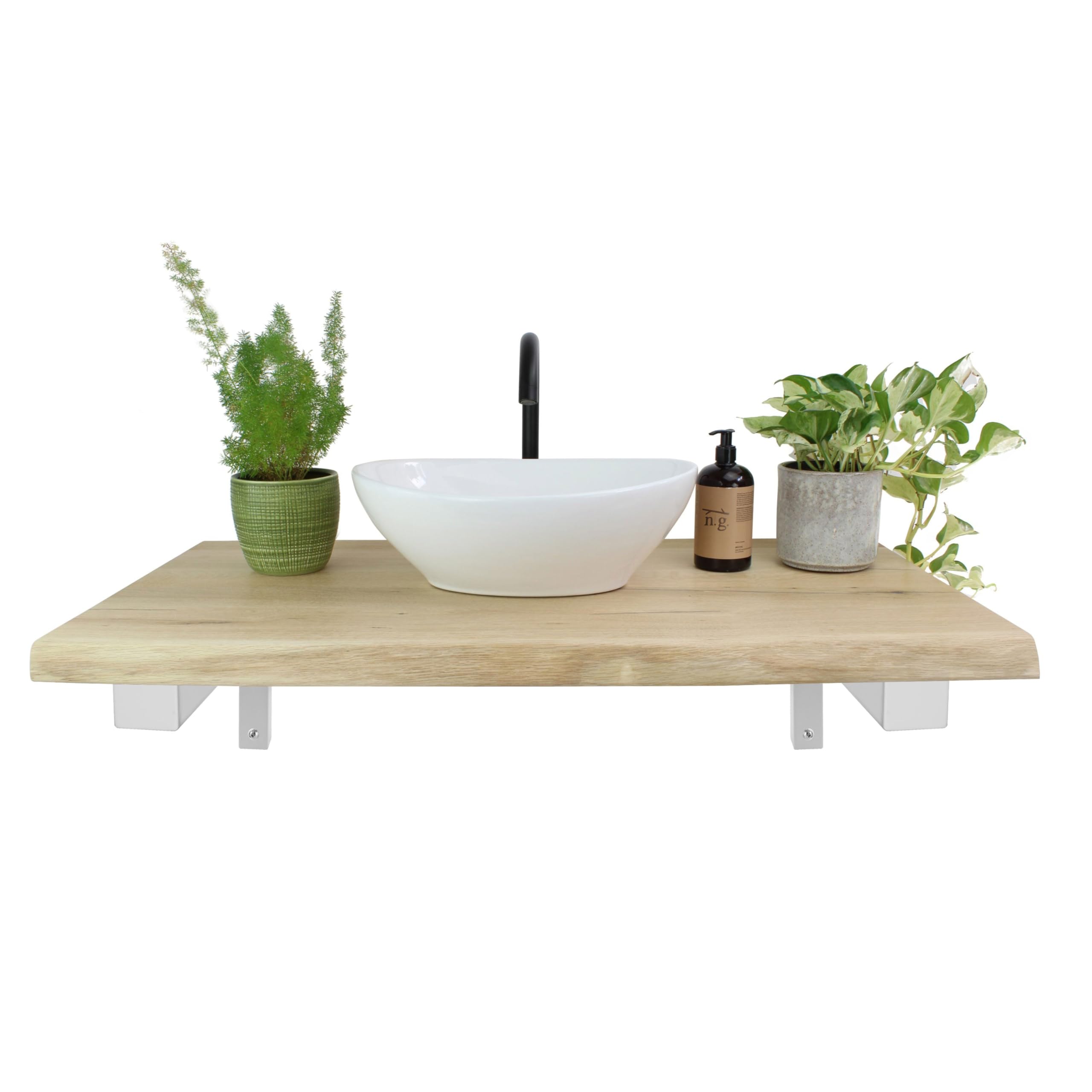 Natural Goods Berlin 2 x konsola ścienna, kątowa, uchwyt pod umywalkę, stabilny uchwyt regałowy, pod umywalkę, montaż ścienny, uchwyt konsolowy, na biurko, umywalka DIY (biały, 450 mm)