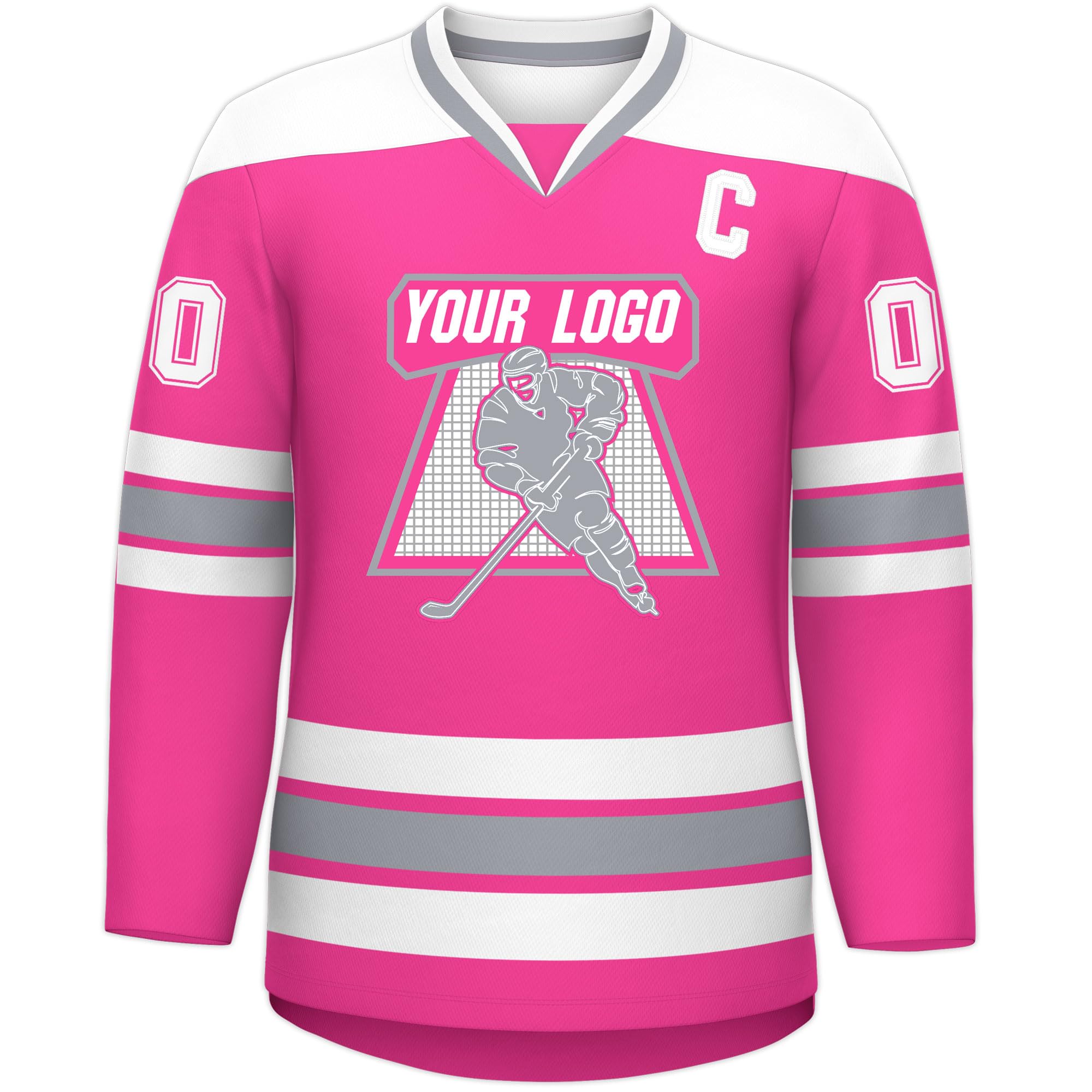 Custom Hockey Jersey Stitched or Printed Name Number V-Neck Athletic Jersey