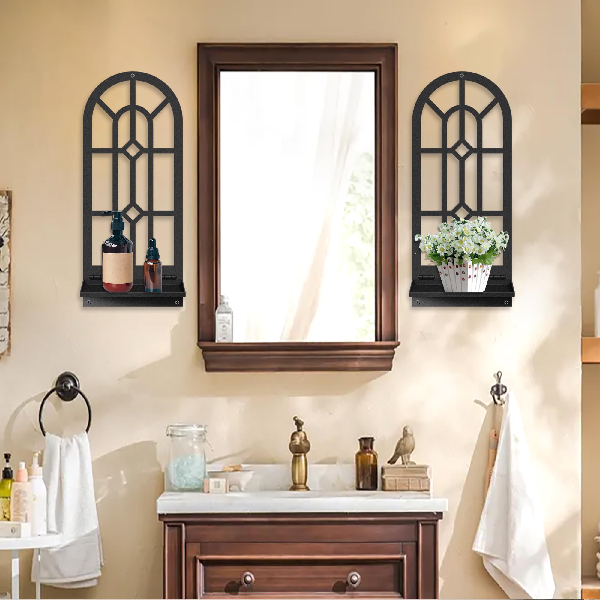 MEIYIFAN Set di 2, Portacandele da parete, Arte moderna della parete del bagno, Estetica Hanging Decorative Wall Art per Soggiorno Camera da letto Bagno (16.5 x 7 in)