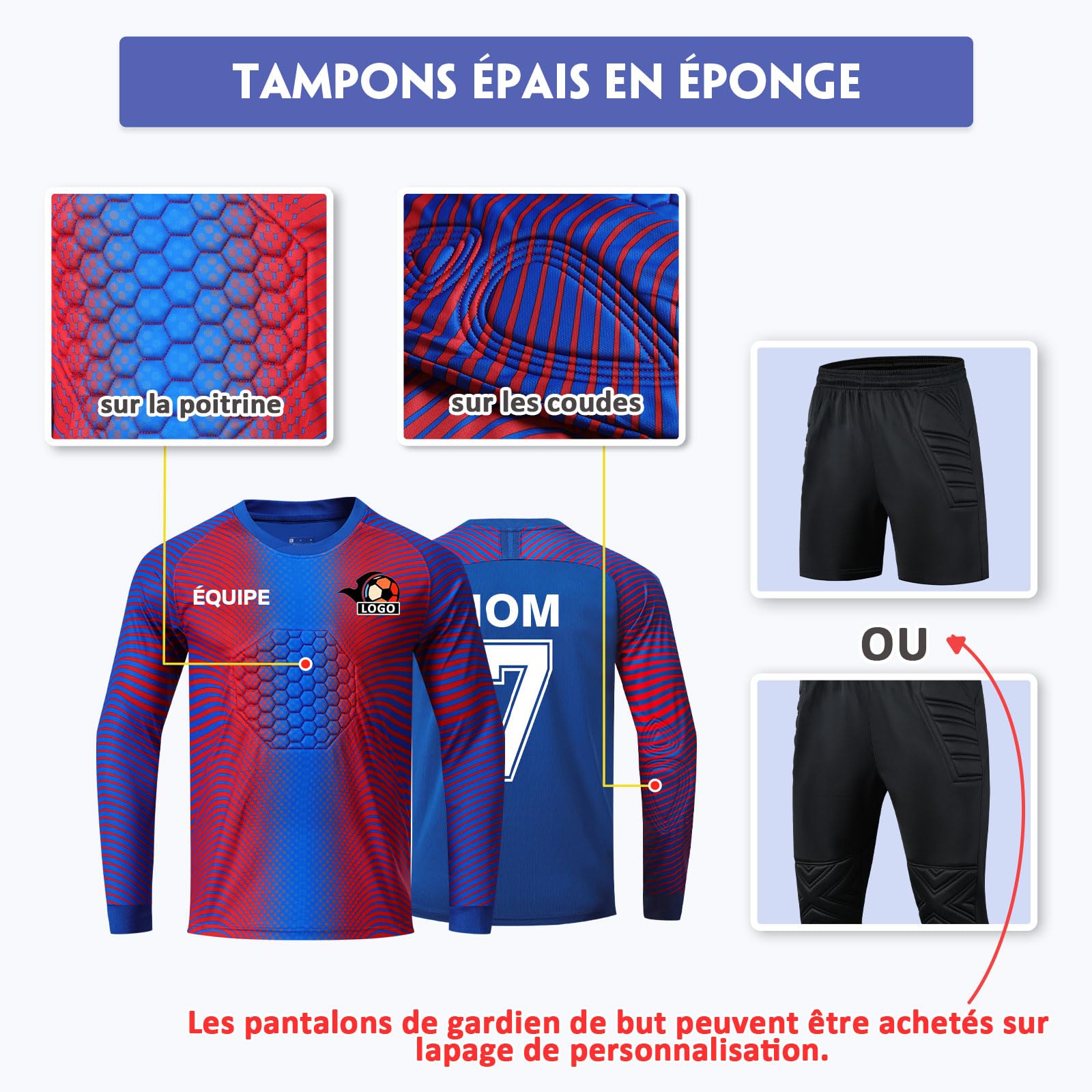 LAIFU Maillots de Gardien de Football Personnalisés pour Adultes Jeunes et Enfants Cadeau pour Les Fans de Football