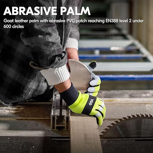 Miniatura 6 de Vgo... 1 Par de Guantes de Motosierra, Protección de Motosierra de 12 Capas en el Dorso de la Mano Izquierda, Guantes de Trabajo de Cuero de Cabra,