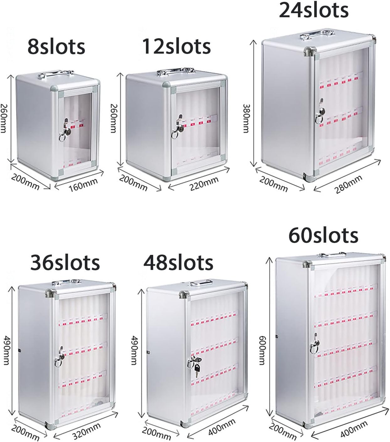Mobile Phone Storage Box Transparent Acrylic Mobile Phone Security Locker with Key,Mobile Phone Charging Station Locker - 48 Slot Wall Mounted Storage Cabinet with Lock & Keys for Secure Pho