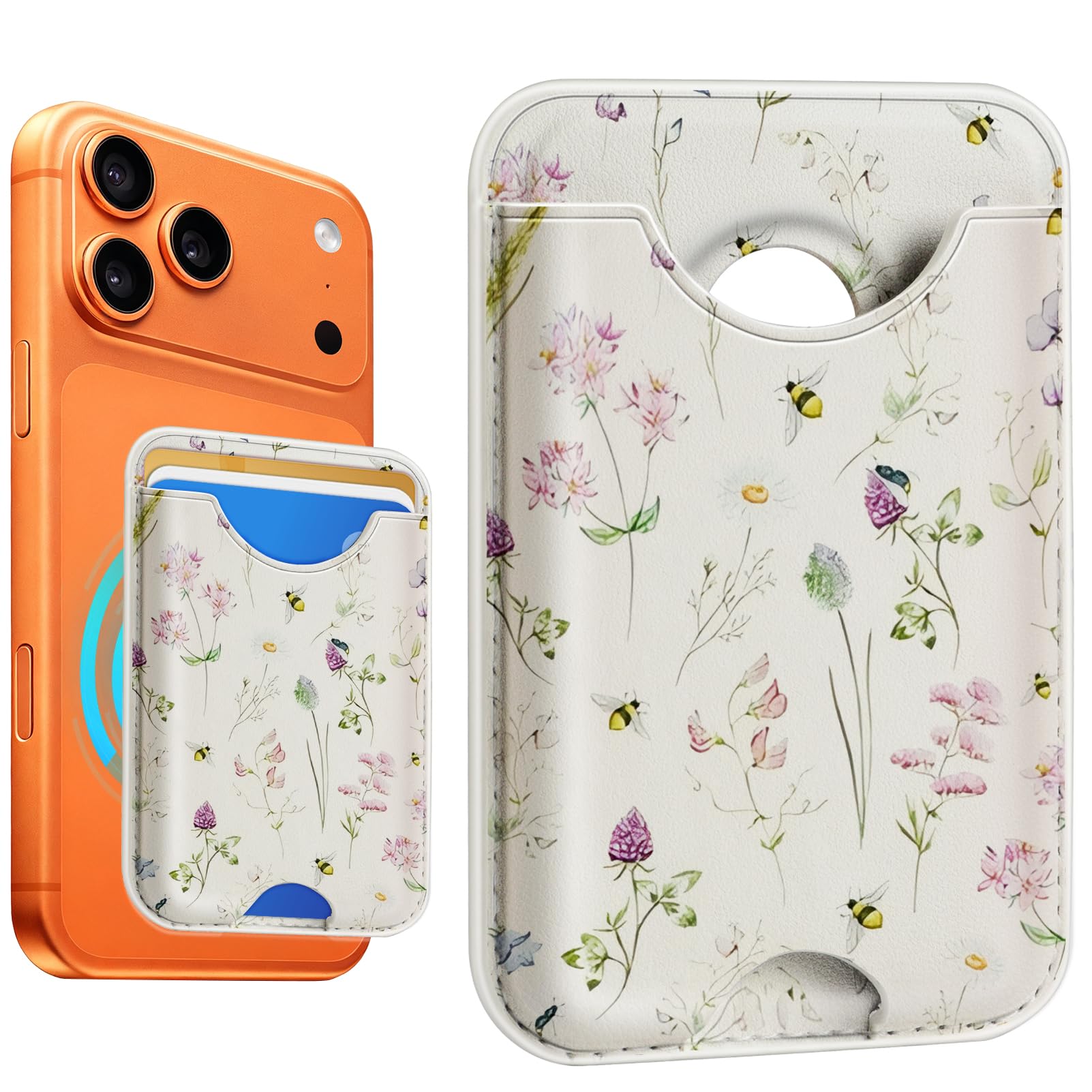 Compatible with Magsafe Wallet Magnetic Card Holder - Flowers Phone Wallets for Women Teen Girls Cute for iPhone 17/16/15/14/13/12 Series Slim for Apple Mag RFID Magnet,Fit 3 Cards-image-48