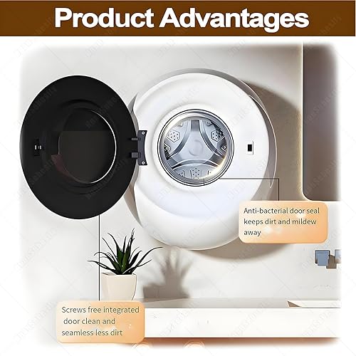 Miniatura 7 de Mini máquina de lavandería de 6.6 lbs, lavadora de tambor frontal totalmente automática portátil, mini lavadora montada en la pared, lavadora y