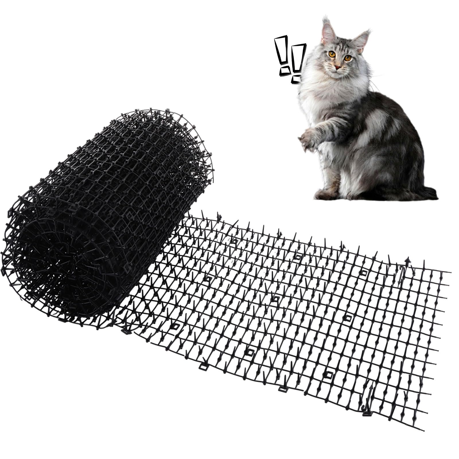 Katzen-Spikes, 400 x 30 cm, Kunststoff-Katzenmatte mit Spikes, Katzen-Spikes, Tierabwehr Haustierabschreckungsnetz für Garten, Outdoor, Schwarz