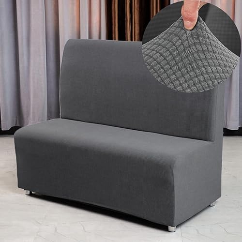 Miniatura 8 de Funda de asiento para sofá sin brazos, funda de vellón jacquard para futón pequeño, fundas elásticas para sofá biplaza con parte inferior elástica