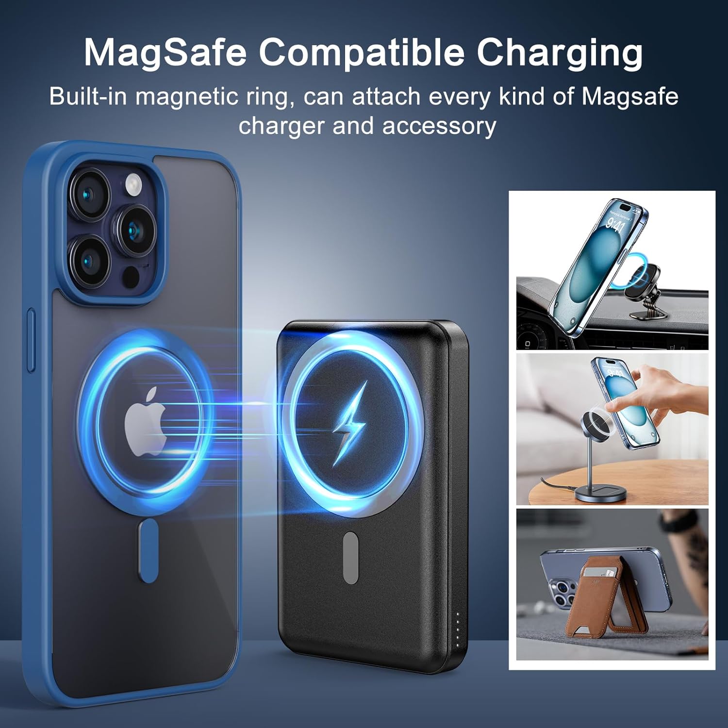 for iPhone 15 Pro Case, Compatible with MagSafe, Military-Grade Protection, Yellowing Resistant, Scratch-Resistant Back, Magnetic Phone Case for iPhone 15 Pro, Blue - Image 6