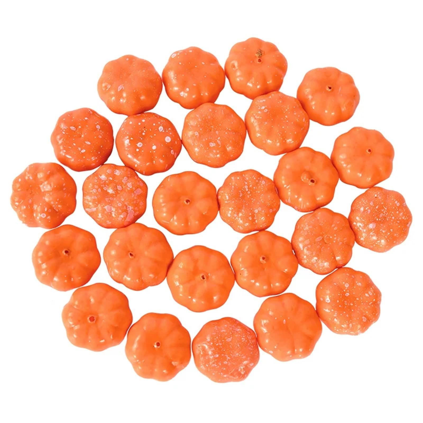 LUYSGBXR Fake Vegetable Simulation Vegetable Mini Artificial Pumpkin Halloween Decoration Home Party DIY Fake Decor Props(Orange,25pcs)