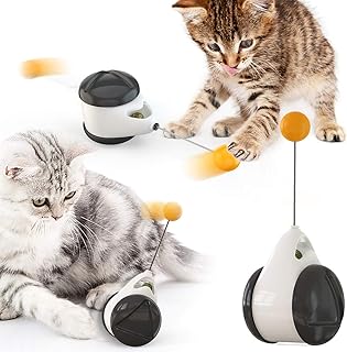 Interactive Cat Toys, Balanced Cat Swing Wand Chaser Training Toy, 180 Degree Self Rotating Ball Car Toy with Catnip for Kitten/Cats, Stimulate Attractive Hunting Instinct for Your Kitty