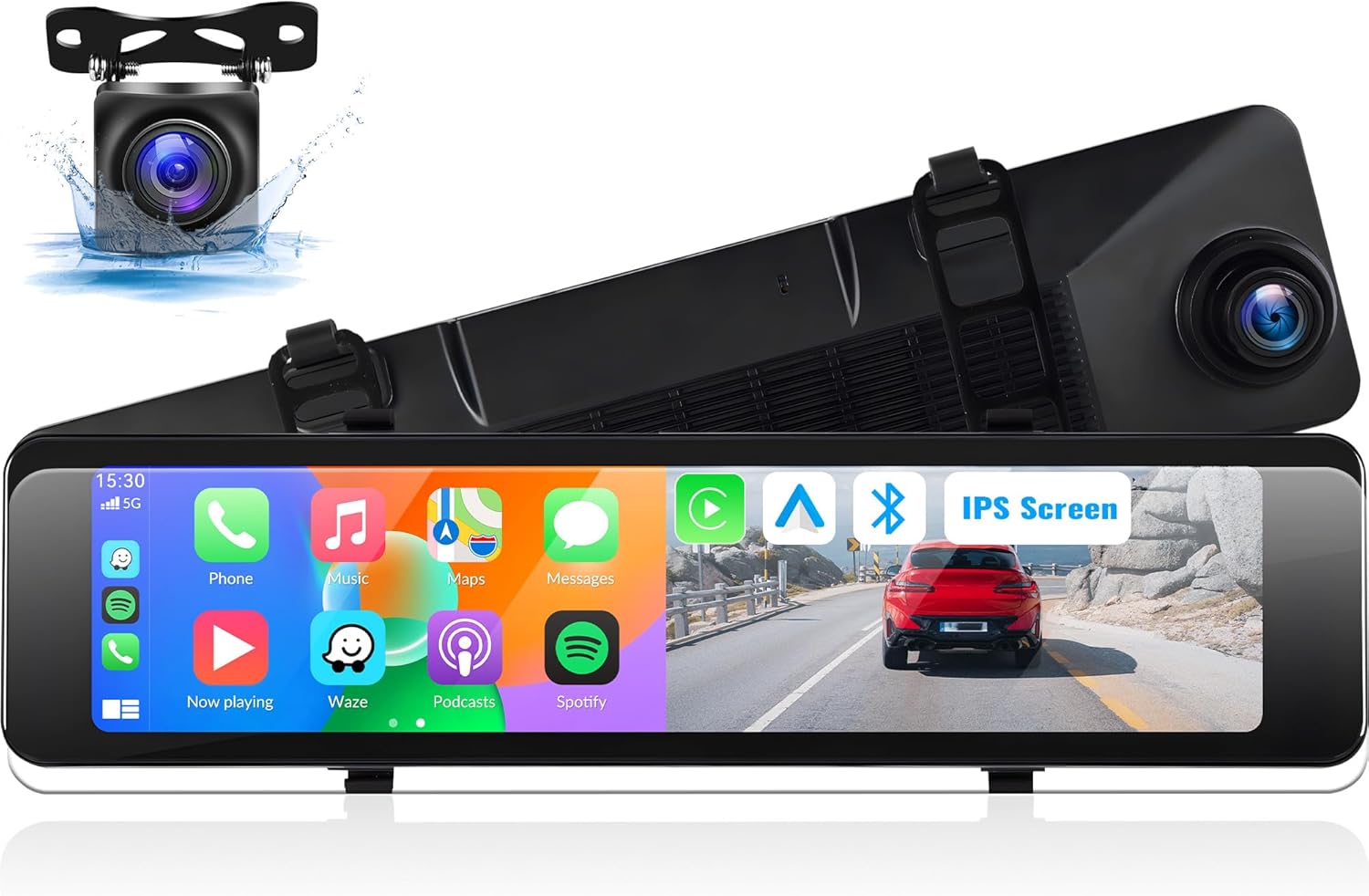 11.26 Inch Mirror Dash Cam with Wireless Apple Carplay