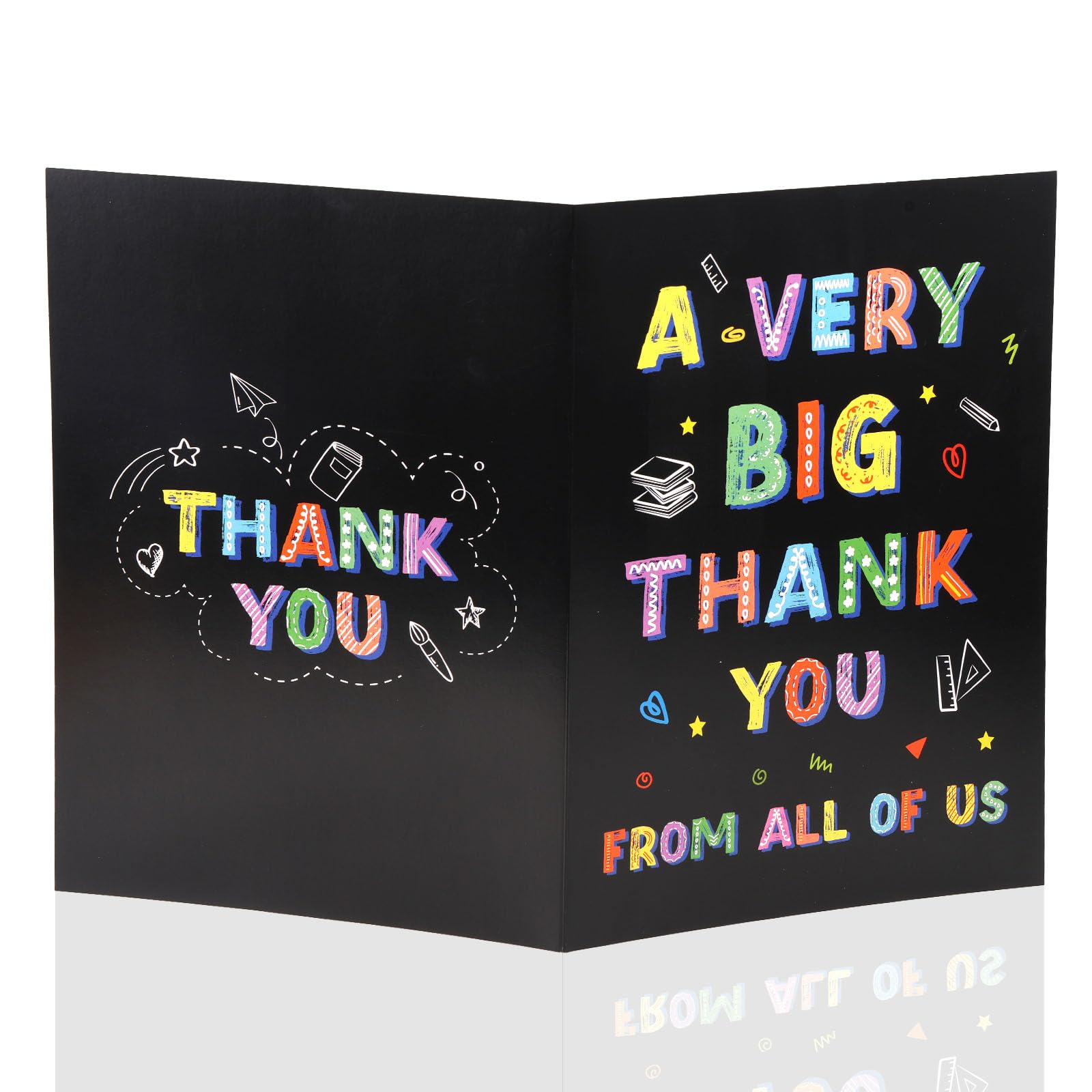 Large Thank You Card, Extra Jumbo Big Giant Size Appreciation Gratitude Greeting Gift Thankyou Card with Envelope Suitable for Leaving Farewell Boss Teacher Friends Colleagues (Chalk Drawing Style)