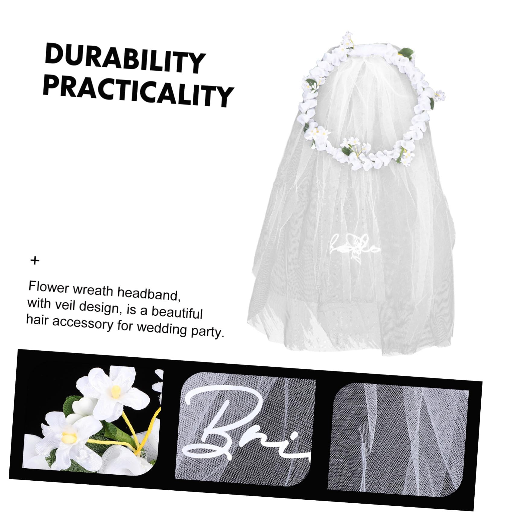 VICASKY 4 Pezzi Sposa con Artificiale e Fascia Matrimonio con Fiori Realistici Accessorio per e Nozze